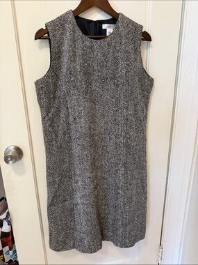 Isaac Mizrahi Black and White Wool Tweed Sleeveless Midi Dress